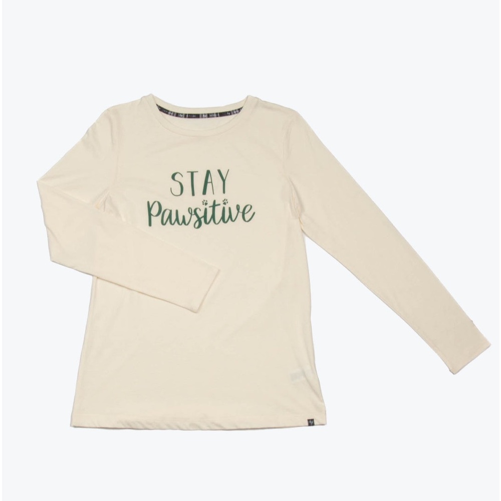LUG NWT DORY TOP “STAY PAWSITIVE” CREAM SIZE M LONG SLEEVE